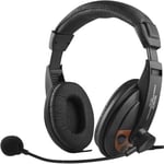 Deltaco HL-56 hodetelefon og headsett Hodesett Koblet med ledninger (ikke trådløs) Hodebånd Samtaler/musikk Sort