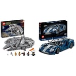 LEGO 75257 Star Wars Millennium Falcon, Buildable Toy Starship Set with 7 Characters & 42154 Technic 2022 Ford GT Car Model Kit to Build, 1:12 Scale Supercar with Authentic Features