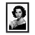 Elizabeth Taylor No.1 Modern Framed Wall Art Print, Ready to Hang Picture for Living Room Bedroom Home Office Décor, Black A4 (34 x 25 cm)