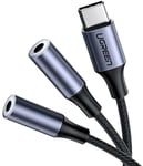 USB Type C - 2 x 3,5 mm mini jack splitter adapter cable 20 cm Grey