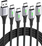 INIU USB C Charger Cable 3.1A, [5Pack, 2m+2m+1m+1m+0.5m] QC 3.0 Phone Charger Type C Fast Charging Cable for Samsung Galaxy iPhone 15 Pro Max Plus PlayStation 5 Google Pixel 6 5 Huawei PS5 Switch etc.