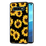 ZhuoFan for Samsung Galaxy S10 Case, Phone Case Silicone Black with Pattern Ultra Slim Shockproof Soft Gel TPU Back Cover Bumper Skin for Samsung S10 Smartphone 6.1 inch (Sunflower)