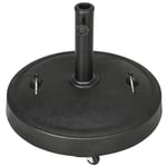 Parasollställ 23,5 kg mobil paraplyhållare med hjul för Ø38/48mm stolpar konstharts för trädgårdsbalkong svart