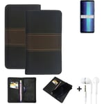 Wallet Case + headphones for Sony Xperia 8 Lite Protective Cover Brown