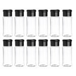 12-pack plastburkar för kryddor med lock, 100 ml kryddförvaringsbehållare flaska kryddburkar