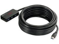 ROLINE Hub USB 3.2 Gen 1 4 Ports avec répéteur, Noir, 10 m