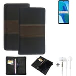 Wallet Case + headphones for Oppo A16e Protective Cover Brown