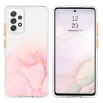 DUEDUE Samsung Galaxy A52 Clear Phone Case Samsung A52S Glitter Slim Shockproof Protective Hard PC Bumper Drop Protection Non Slip Girls Women Samsung Galaxy A52 5G Cover, Clear/Pink Marble Design