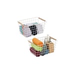 Trådkorgar med trähandtag 2-pack
