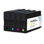 4 Ink Cartridges (Set) for HP Officejet Pro 7720, 8210, 8715, 8720, 8730