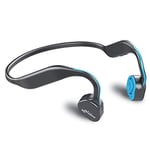 Bone Conduction Headphones Titanium Wireless Sport Headset Stereo Sweatproof with Mic for Running Headphones Cycling Hiking Open Ear Earphone for Andorid iPhone other Bluetooth Devices (Blue)