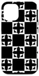 iPhone 15 Pro White Black Crosses on Squares Ancient Classic Pattern Case