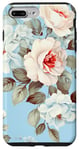 Coque pour iPhone 7 Plus/8 Plus Motif floral pastel bleu clair rose fleur