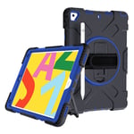 iPad 10.2 (2019) 360 degree durable dual color silicone case - Black Outer Layer / Blue