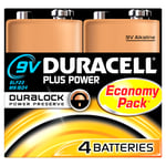 Duracell Battery, Plus Power, 9V 4PK, Duralock 5000394020092
