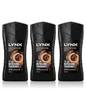 Lynx Mens Dark Temptation 12-H Refreshing Fragrance Shower Gel Body Wash, 3x225ml - Black - One Size