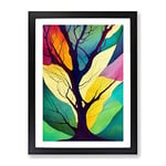 Tree Leaves In Colour No.1 Abstract Framed Print for Living Room Bedroom Home Office Décor, Wall Art Picture Ready to Hang, Black A3 Frame (34 x 46 cm)