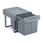 relaxdays poubelle encastrable coulissante, 2 bacs, système de trie pour le sous-évier, 2x15 l,35x33,5x51,5 cm, gris