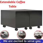 Extendable Coffee Table Engineered Wood High Gloss Tea Tables w/ Wheels& Shelves