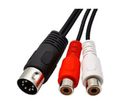 7 Pin DIN Male to 2 Dual RCA Female Jack Audio Splitter Cable 1.5m