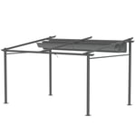 Uteplats Tak Pergola Ca. 4x3m altantak Trädgårdspaviljong aluminium, väggmonterad, trädgårdspaviljong med justerbart tak, UV-sky