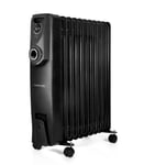 Oil Heater Filled Radiator Free Standing - Electric Low Energy, Black - Nuovva