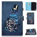 Bspring Amazon Fire 7 Tablet Case Alexa (9th Gen 2019 & 7th Gen 2017 & 5th Gen 2015 Releases) 7 inch Tablet - Folio Leather PU Smart Folding Protective Stand Cover Case,Mr. Owl