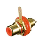 Goobay - 11307 Prise rca pour montage du boîtier avec isolation et connexion à souder – Structure en or avec rondelles isolantes colorées rouge