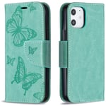 Trolsk Imprint Butterflies Wallet (iPhone 12 mini) - Grön