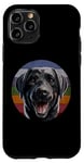 Coque pour iPhone 11 Pro Labrador retriever vintage noir rétro chien de laboratoire noir maman papa