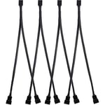 Fauge 4 Pack PWM Fan Splitter Cable Y Splitter Computer PC Fan Power Cable 4 Pin 1 to 2 Converter, Black Sleeved Braided