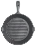 KitchenCraft Cast Iron Griddle Pan for Induction Hob, Round, 24 cm, Black