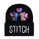 Lilo & Stitch Tecknad filmtryck Stickad mössa med manschett Vinter Varm Skid Cap Kepsar Vuxna Barn Unisex present D