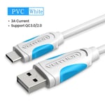 Vention Câble USB Type C 3A Câble de chargeur Charge rapide pour Samsung S10 S9/Xiaomi mi9 10 pro/Huawei Câbles de téléphone portable USB C 3 m, transparent - 1 m