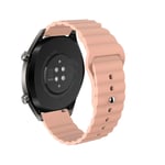 YOUZHIXUAN Smart watch series 20mm For Huawei GT2 42mm Huami Mi Dynamic Youth Edition Reverse Buckle Wavy Silicone Strap(Black) (Color : Pink)