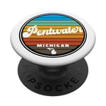 Pentwater City in Michigan MI Graphic rétro rond vintage PopSockets PopGrip Interchangeable