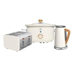 Swan Nordic Kitchen Set, 1.7L Fast Boil Kettle & 4 Slice Toaster & 3.5L Slow Cooker, Matte White, SK14610WHTN, ST14620WHTN, SF17021WHTN