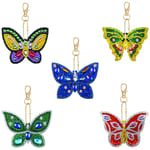 Zariocy 5 Pack Diamond Painting Butterfly Keychain Pendant 5D DIY Crystal Set, for Beginner Art Crafts Holiday Gifts Home Decorations Backpacks Mobile Phone Accessories