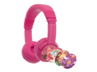 Onanoff BuddyPhones PLAY+ - Hörlurar med mikrofon - på örat - Bluetooth - trådlös, kabelansluten - rosenrosa