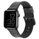 Fullmosa Leather & Silicone Strap Compatible with Apple Watch Stra 38mm 40mm, Mixed Materials Replacement Band Compatible with iWatch Series SE 6 5 4 3 2 1, Black