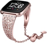 Simpleas Watch Strap compatible with Fitbit Versa Band, Stainless Steel Band Strap (Rose Pink)