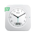 Mebus 25610 Radio-Controlled Alarm Clock with Thermometer, Date, Snooze, Backlight, Large Display, Square, Colour: White, L 4,3 x B 9,3 x H 9,4 cm