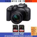 Canon EOS R10 + RF-S 18-150mm F4.5-6.3 IS STM + 2 SanDisk 64GB Extreme PRO UHS-II SDXC 300 MB/s + Guide PDF '20 TECHNIQUES POUR RÉUSSIR VOS PHOTOS