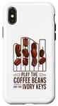 Coque pour iPhone X/XS Cafetière Piano Design - Grains de café musicaux et ivoire