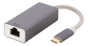Deltaco USB-C Nätverksadapter, Gigabit - Grå