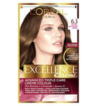 LOral Paris Excellence Crme Permanent Hair Dye, Up to 100% Grey Hair Coverage, 6.3 Natural Light Golden Brown