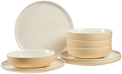 Ritzenhoff & Breker Service de table Jasper, 8 pièces, vanille, grès, assiettes plates et bols à soupe pour 4 personnes