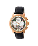 Heritor Automatic Aura Mens Semi-Skeleton Leather-Band Watch - Rose Gold Stainless Steel - One Size