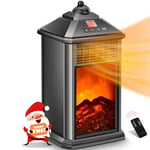 ZXZXC Portable Heater with Realistic Flame Effect, Freestanding LED Fireplace Stove with Remote Control, Patio Heaters Automatic Constant Temperature for Indoor Outdoor Use (Black)