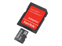 SanDisk - Carte mémoire flash (adaptateur microSDHC - SD inclus(e)) - 4 Go - Class 2 - micro SDHC - noir